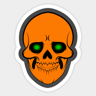 Orange Skull With Glowing Green Eyes Sticker